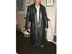 BLACK FULL length leather coat,  mens black leather,  full....